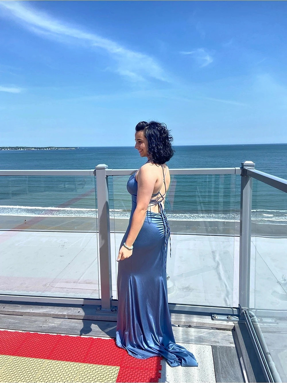 Blue Backless Maxi Dress Like New- professionally hemmed